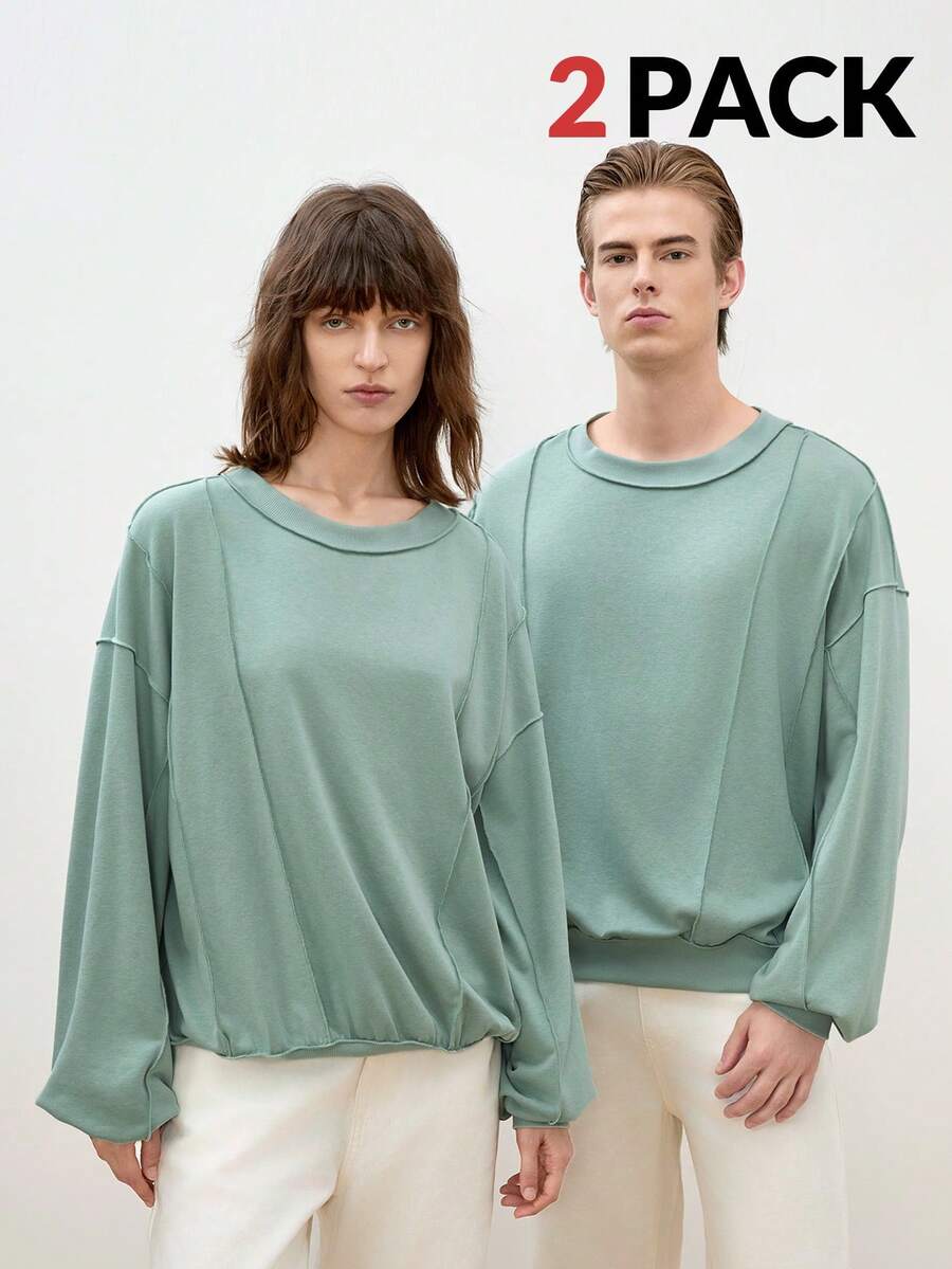 Manfinity VCAY Men's Knitted Loose Fit Casual Pullover Sweatshirt, Long Sleeve, Round Neck, Suitable For Spring And Autumn, For Fall Winter - Mint Green - View 1