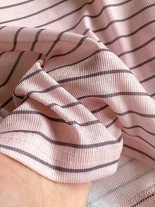 Girls Casual Loose Fit Striped Polo T-Shirt, Comfortable And Versatile