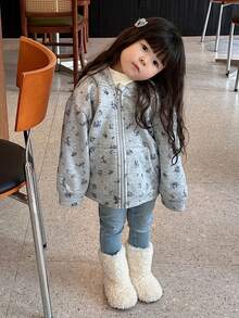DAZY Toddler Girls' Allover Print Hooded Long Sleeve Sweatshirt - Grey - View 5