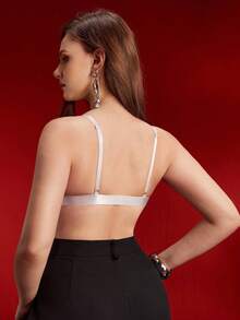 Women Front Closure Lace Cut Out Cup Sexy Lingerie Bra - White - View 2