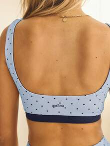 Aralina 休闲撞色波点套装，可爱夏季短裤和可爱夏季上衣，完美的机场穿搭，适合女性和七月四日国庆节。 - 淺藍色 - 查看 5