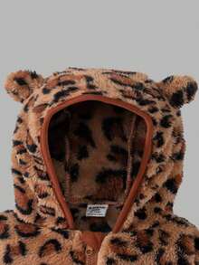 Sweetra Giacca con cappuccio in pelliccia ecologica leopardata, carina e calda, adatta per uso casual e quotidiano, abbigliamento bambina per esterno - Castano - Visualizzare 5