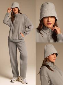 GLOWMODE Winter Weave Soft Warm Plush Chenille Yarn Crochet Bucket Hat Autumn Winter Daily Casual Wear - Beige - View 7