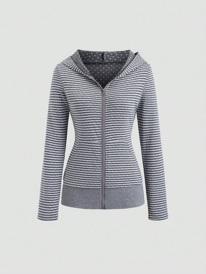 Sweetra 女士条纹波点休闲卫衣，适合日常通勤和日常穿着