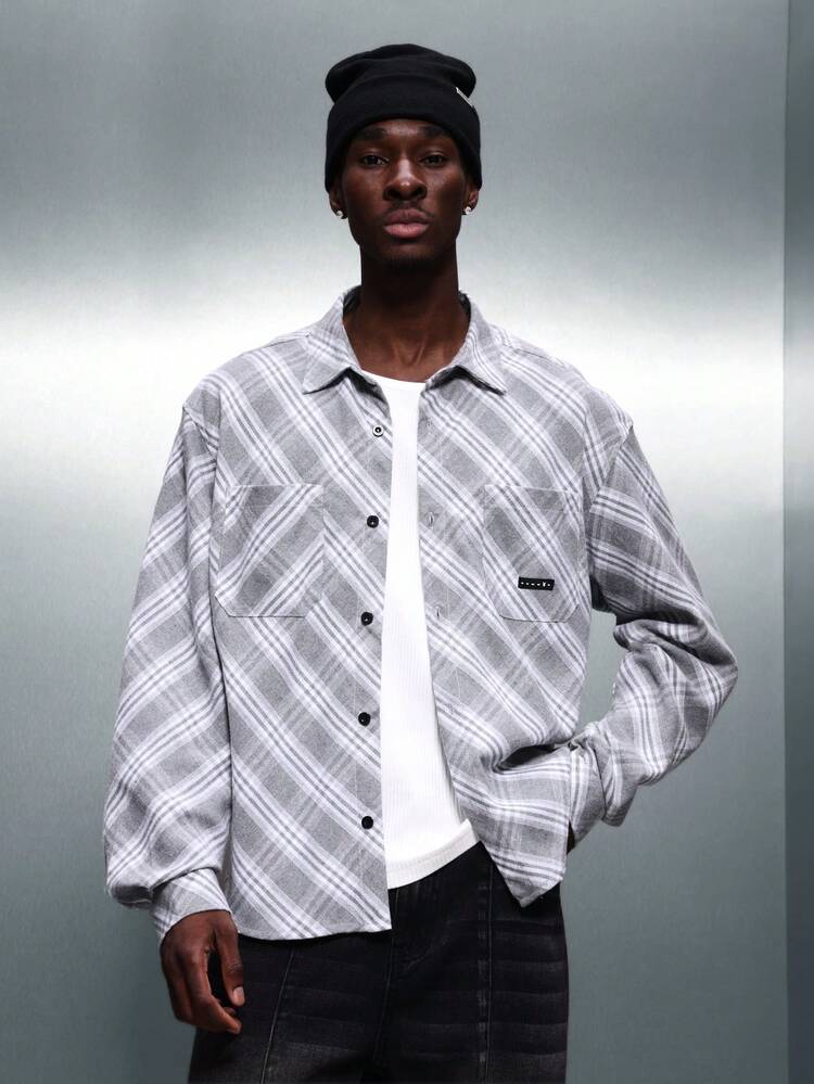 PLAYBOY X SUMWON Regular Fit Plaid Button Down Shirt With Script Detail