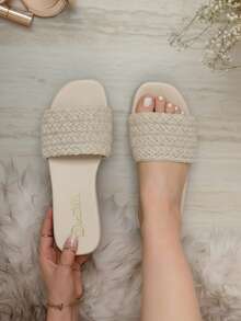 sandalia de piso, sandalia tejida, sandalia textil, sandalia casual, sandalia cómoda, sandalia mujer, sandalia verano, sandalia artesanal, sandalia ligera, sandalia plana, sandalia playa, sandalia moda - Blanco - Ver 1