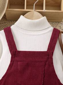 Elladie kids Girls Minimalist Versatile Suspender Dress, Autumn/Winter - Burgundy - View 4