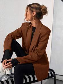 Aveloria Modichic Solid Color Fashionable Commuting OL Office Lady Design Suit Blazer  - Orange - View 3