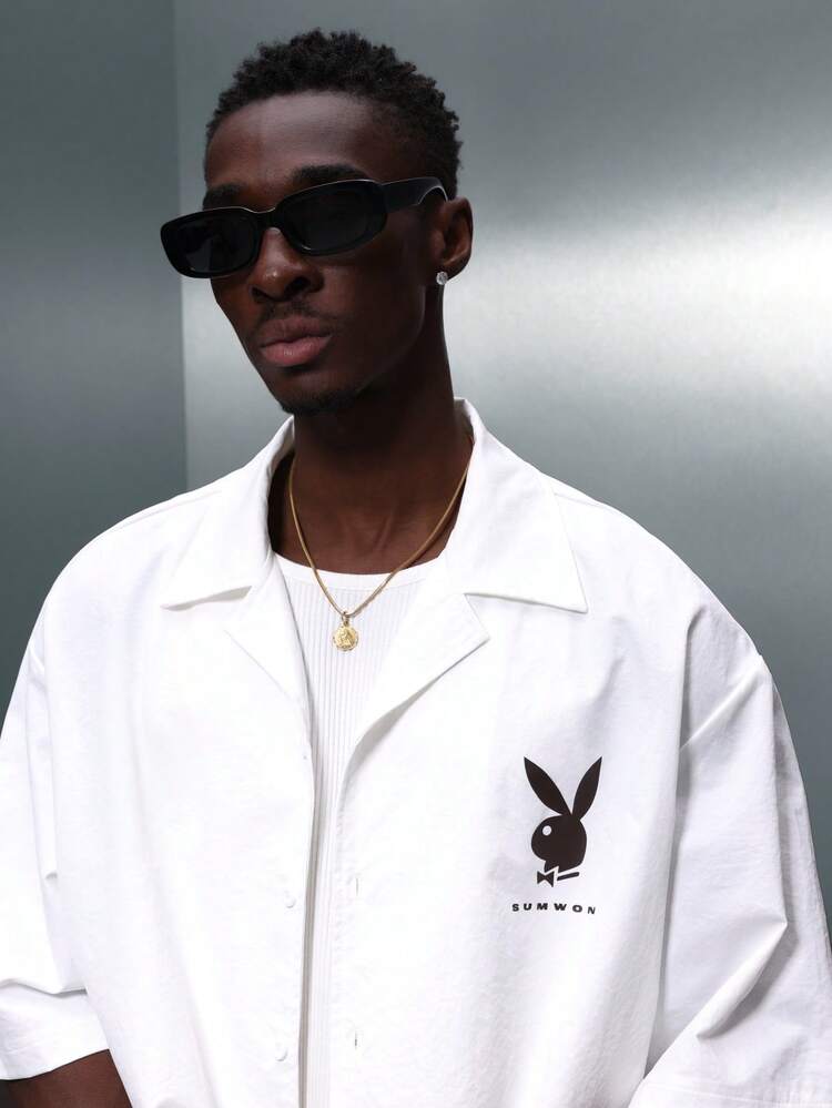PLAYBOY X SUMWON Boxy Button Down Shirt With Collar