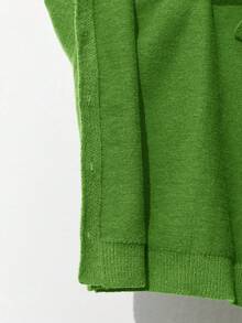 Maija Women's Elegant Solid Green Round Neck Button Front Long Sleeve Casual Pullover Sweater, Versatile For Christmas, Daily Wear, Business Casual - Green - View 9