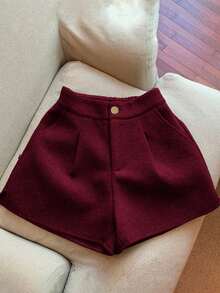 Franclia Fashionable & Versatile High-Waisted Tri-Color Wool Blend Shorts Set, Suitable For Commuting - Multicolor - View 4