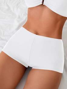 Swim Basics Ladies' Summer Beach Versatile Simple Shorts - White - View 3