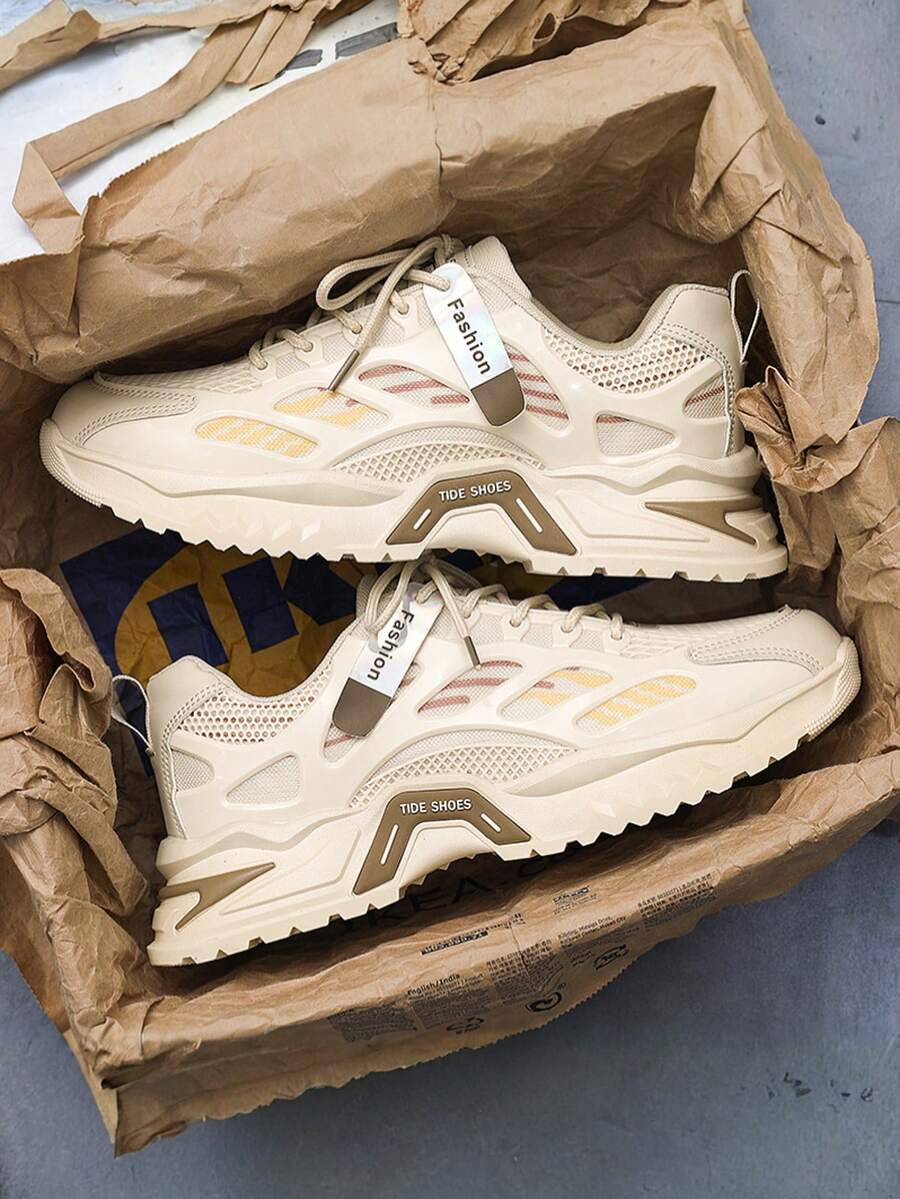 zapatos hombre zapatillas Calzado casual para hombre, zapatillas deportivas ligeras de malla, elegantes, con suela suave, antideslizantes, resistentes al desgaste, adecuadas para uso diario, salir, trabajar, ir a la escuela y practicar deportes. - Beis - Ver 1