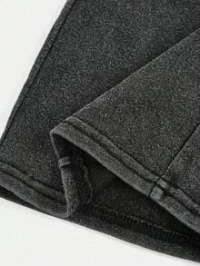 SHEIN 少女蓬松雪绒水洗羊毛宽松运动裤，休闲百搭，适合日常穿着 - 黑色 - 查看 4