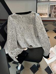 Franclia Women's Small V-Neck Regular Long Sleeve Jacket - Apricot - View 2