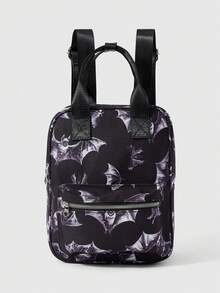 ROMWE Grunge Punk Women's Cartoon Pattern Cute & Fashionable Backpack - Black and White - View 1