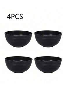 2/4/6个装黑色塑料碗，可重复使用，适用于盛放晚餐、燕麦片、沙拉、汤等，家用、餐厅、野餐、露营皆宜，方便携带，厨房用品，圣诞礼物，学习用品 - 黑色 - 查看 9