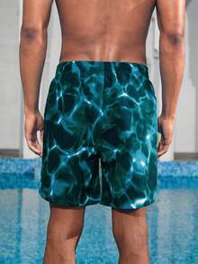 Manfinity VDAYZ 1 件男士时尚休闲宽松海滩度假泳裤情侣款泳装，适合海滩、度假、夏威夷