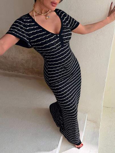 SHEIN Tall Långa kvinnor Sommarvirkad strandsemester Vårresortkläder Boho solklänning Outfits för kvinnor