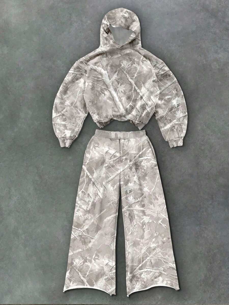Glimmora Street Withered Leaf Camouflage Set, Autumn/Winter (Long Sleeve Top And Pants 2 Pieces)