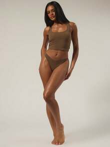 MUSERA ESSENTIALS Scoop Neck Snatched Tank Top Autumn Lounge Winter Holidays Fall Cosy Everyday Festive Holidays Spring Summer - Coffee Brown - View 4