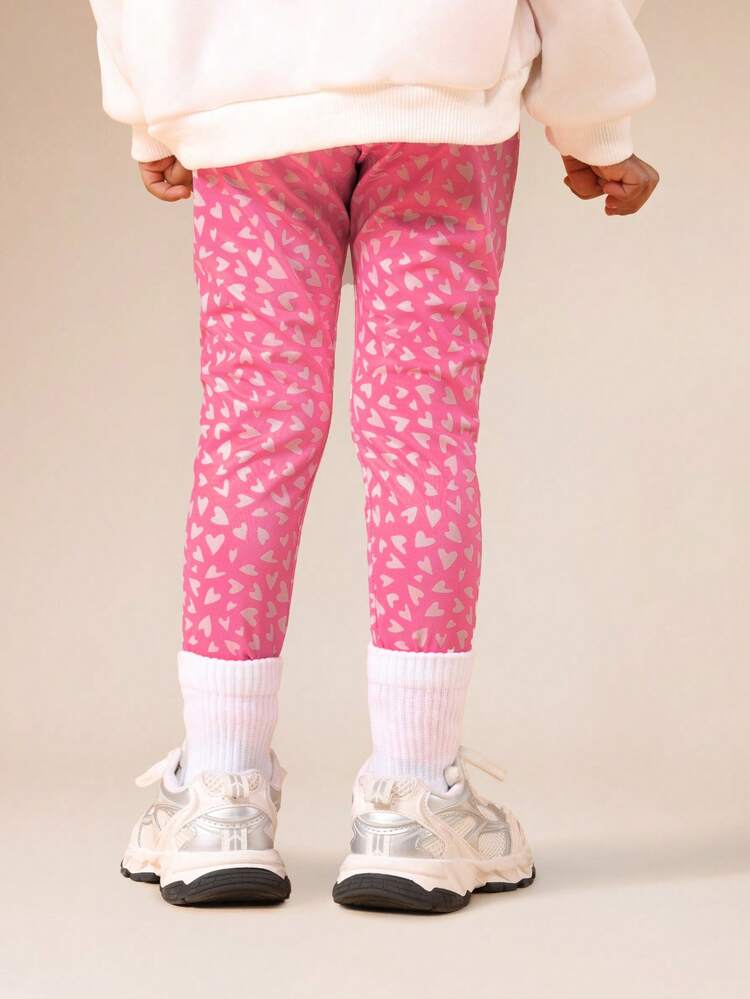 Heart Pattern Leggings With Stretch Fit