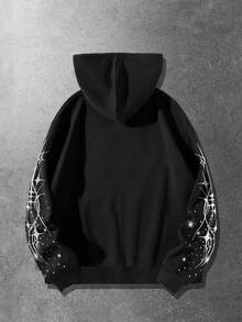 ROMWE MEN Street Life Men's Cupid Angel Digital Print Zip-Up Hoodie Sweatshirt - Multicolor - View 2