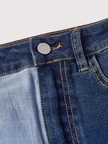 Sweetra Women's Patchwork Mini Denim Skirt - Multicolor - View 3