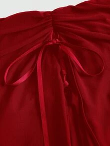 ROMWE Fairycore Spring/Summer Valentine's Day Elegant Commuter Solid Color Mermaid Skirt - Red - View 4