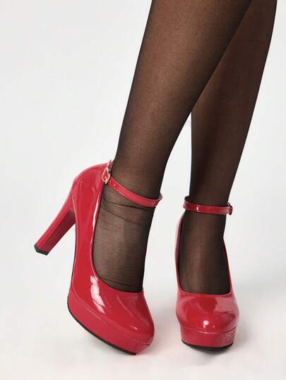 Zapatos de tacón alto de plataforma impermeable de punta cerrada con una correa para mujer, tacón formal de vestir de trabajo de tacón bajo