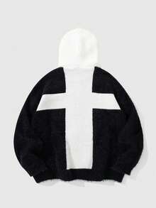ROMWE MEN Street Life Casual Loose Hooded Long Sleeve Zip-Up Men Cardigans, Winter - Black - View 4