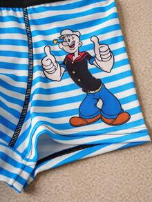 Popeye X SHEIN 4pcs Tween Boy Cool Boy Soft & Comfy Cute Cartoon Printed Underwear,Basic Casual Briefs Fall Winter Boxers For Kids Cartoon Boxers Boxers Graphic Boys Trunks Kids Underwear Boys - Blue - View 5