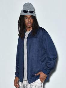 Modcrash 泰同淼男士休闲秋季拉链立领飞行员夹克 - 藏蓝色 - 查看 3