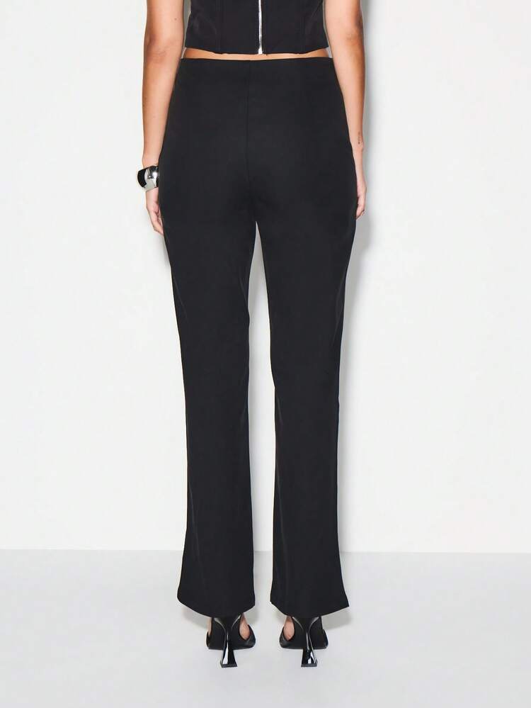 KIZN High Waisted Flared Bengaline Trousers