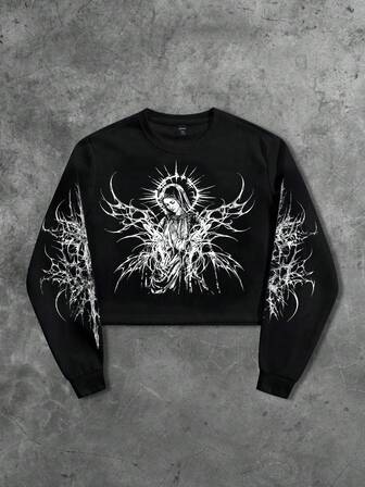 Street Life Sudadera corta de cuello redondo blanca para hombre, otoño/invierno