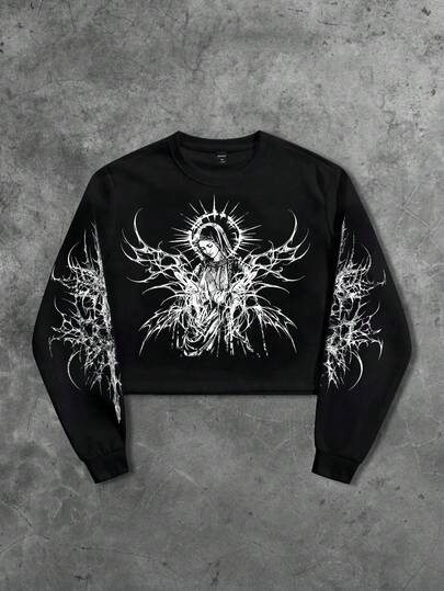 Street Life Felpa girocollo corta bianca da uomo, autunno/inverno