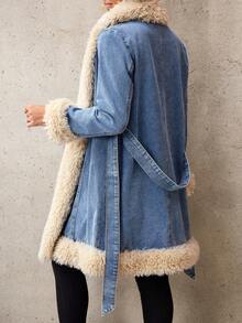 EMERY ROSE 女士时尚毛边收腰牛仔外套