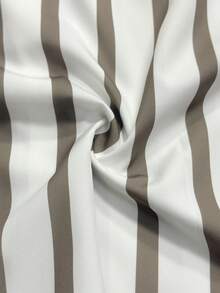 SHEIN LUNE Regular Plus Size Women's Wide Striped Coffee & White Stripe Print Blouse Fall Cloth For Women - Multicolor - View 5