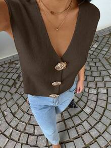 Ritzy Row Nouveau débardeur tricoté élégant et léger pour femmes, design français d'été