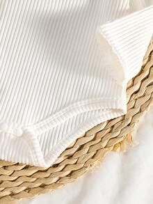 Newborn Baby Pajamas-3 Piece Pajama Set Ribbed Romper Bodysuit Round Neck Long Sleeve Options Pastel Mint Pink Cream Minimalist Modern Classic Infant Sleepwear Nursery Soft Breathable Stretch All Season 2026 New Year Holiday Gift - Multicolor - View 5