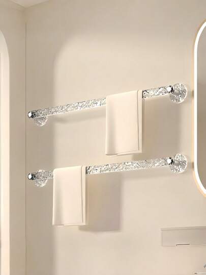 Instalare fără găurire! Tijă transparentă pentru agățat prosoape cu ventuze puternice, suport multifuncțional pentru prosoape de baie, papuci și halate, organizator de baie