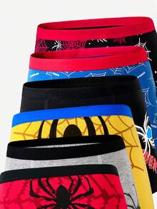 7pcs/Pack Boys' Comfortable Spider Print Cotton Briefs - Multicolor - View 5