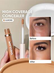 SHEGLAM خافي العيوب Like Magic 12Hr Full Coverage Concealer-Almond Matte Liquid Concealer Long-Lasting Brightening Color Corrector-خافي عيوب مرطب خفيف الوزن يدوم طوال اليوم-خافي عيوب علامة تجارية جمال مكياج مستحضرات تجميل للنساء الفتيات مثالي لفصل الخريف الشتاء مثالي ل- Y2K أزياء أنيقة هدية حفلة جاهز أفضل لون