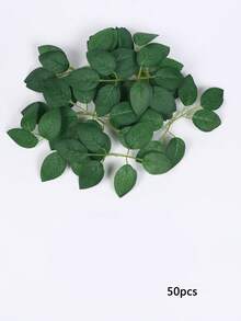 玫瑰装饰用假叶，10/15/20/25/30/50/80/100 片散装绿玫瑰叶带茎，适用于 DIY 婚礼花束中心装饰派对装饰玫瑰藤蔓花环花环用品，假植物 - 綠色 - 查看 16
