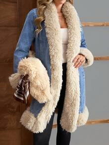 EMERY ROSE 女士时尚毛边收腰牛仔外套