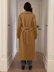 Elyressa Niche New Style Lapel Classic Single-Breasted Woolen Coat - Khaki - View 2