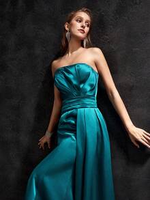 MOTF Soiréza SOLID RUCHED WAIST TUBE PROM DRESS - Blue - View 7