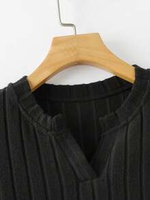 Franclia Blusa elegante de manga comprida com decote em V, cor sólida e cintura franzida. Ideal para primavera, verão, outono e inverno. Cor preta. Blusa feminina elegante, perfeita para um estilo campestre. Blusa moderna para festas e para o dia a dia. - Preto - Ver 3
