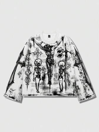 Anime بلوزة رجالية بطبعة جرافيك للشارع، مناسبة للارتداء اليومي، للربيع/الصيف