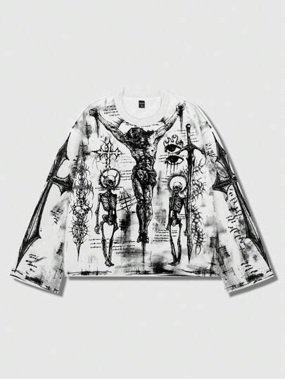 Anime بلوزة رجالية بطبعة جرافيك للشارع، مناسبة للارتداء اليومي، للربيع/الصيف